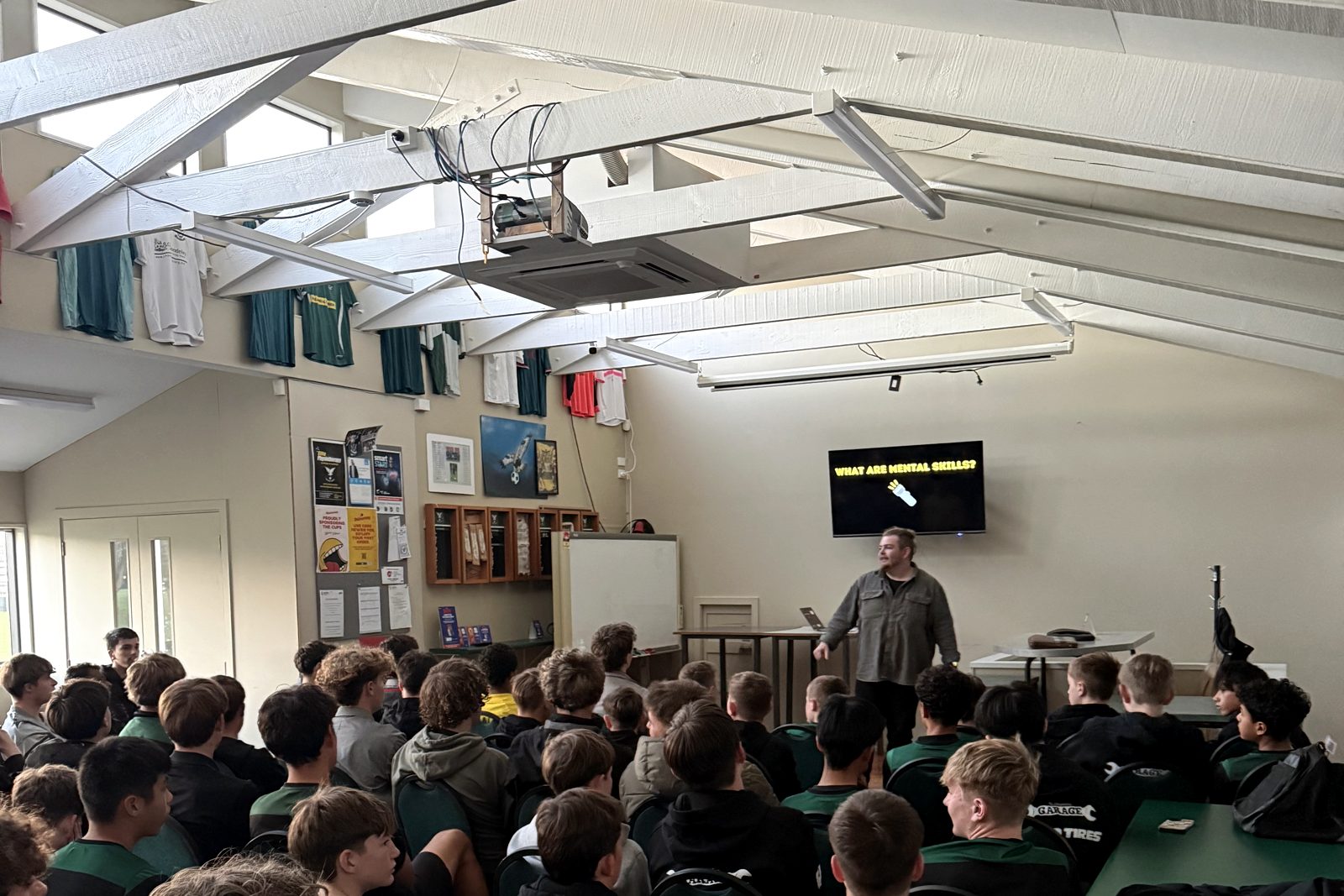 A sport psychology session delivered to a school sports team of young athletes