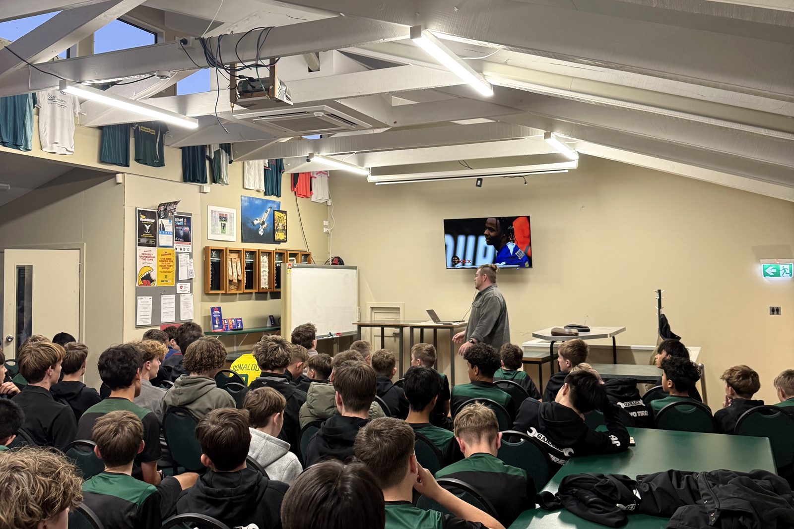 The Performance Act delivering a mental skills workshop to a sports team